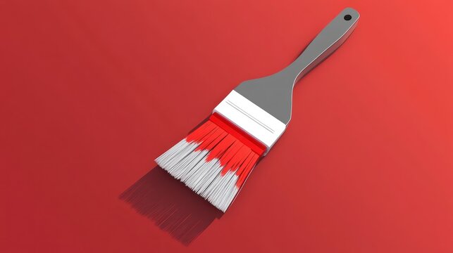 Red paintbrush on red surface