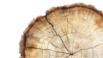 Natural Rough Tree Cross-Section with Imperfections Isolated on White Transparent Background