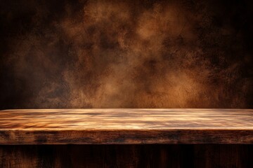 Rustic Wooden Tabletop with Brown Textured Background for Product Display