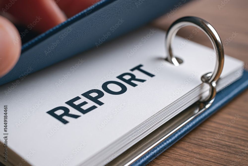 Poster mechanical consulting report binder with metal rings holds important documents for professional revi