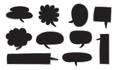 Speech bubble in Hand-drawn style set, Chatting box, Message box, Text box, Talk bubble design element, vector illustration	