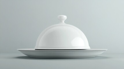 Fototapeta premium Elegant white serving dome on a plate