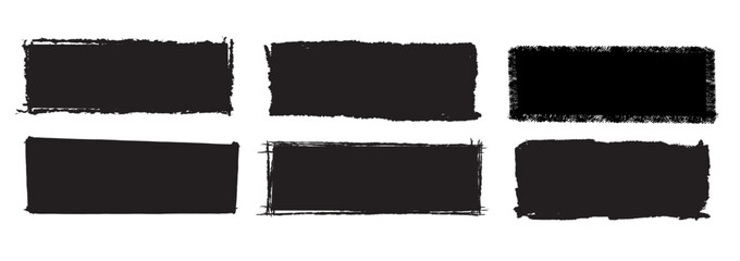 Set of grunge rectangle shape, Rectangle grunge badge brush, Grunge rectangle border background, Black rectangle shapes, Hand drawn set text box element vector illustrator