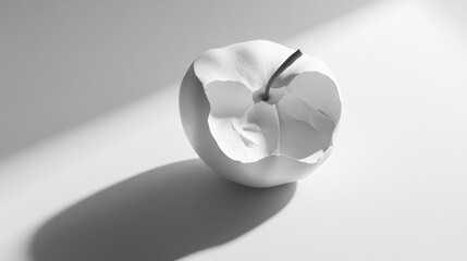 Cracked white apple, studio still life