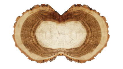 Natural Wood Slice with Visible Sap at Center Isolated on Clean White Background