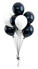 Black and white balloons tied together