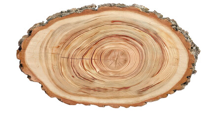 Naklejka premium Pine Wood Slice with Knots and Texture Isolated on White Transparent Background