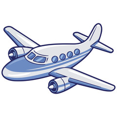 white jet airplane air transport isolated vector illustration on white background