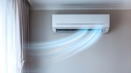 Fototapeta premium Air Conditioner Installed in Modern Room Cooling System Interior Design Concept