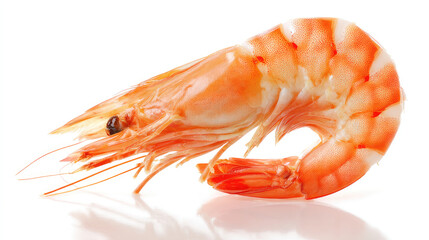 Single fresh shrimp, vibrant orange-pink hue