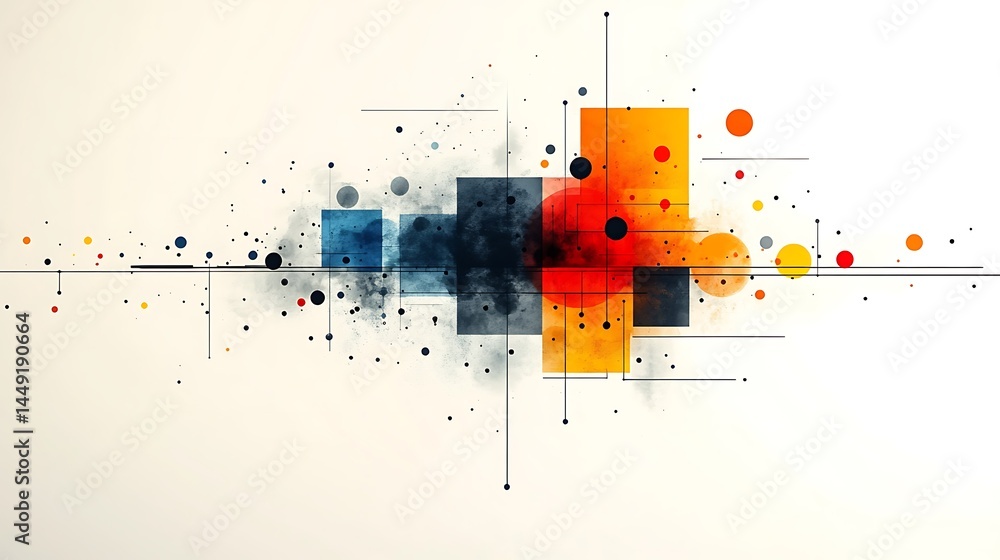 Poster abstract geometric composition with color and lines