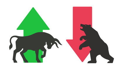 Bull and Bear Market Symbols Representing Financial Trends