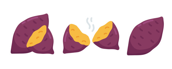 Delicious sweet potato halves revealing golden filling