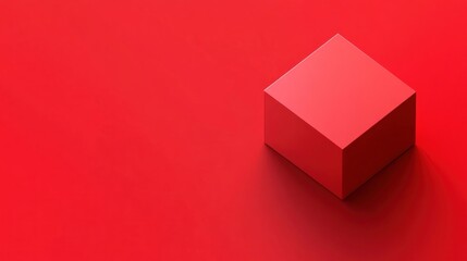 Obraz premium Single red cube positioned on a red background.