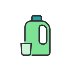 Detergent bottle colored icons, minimalist vector illustration ,simple transparent graphic element .Isolated on white background
