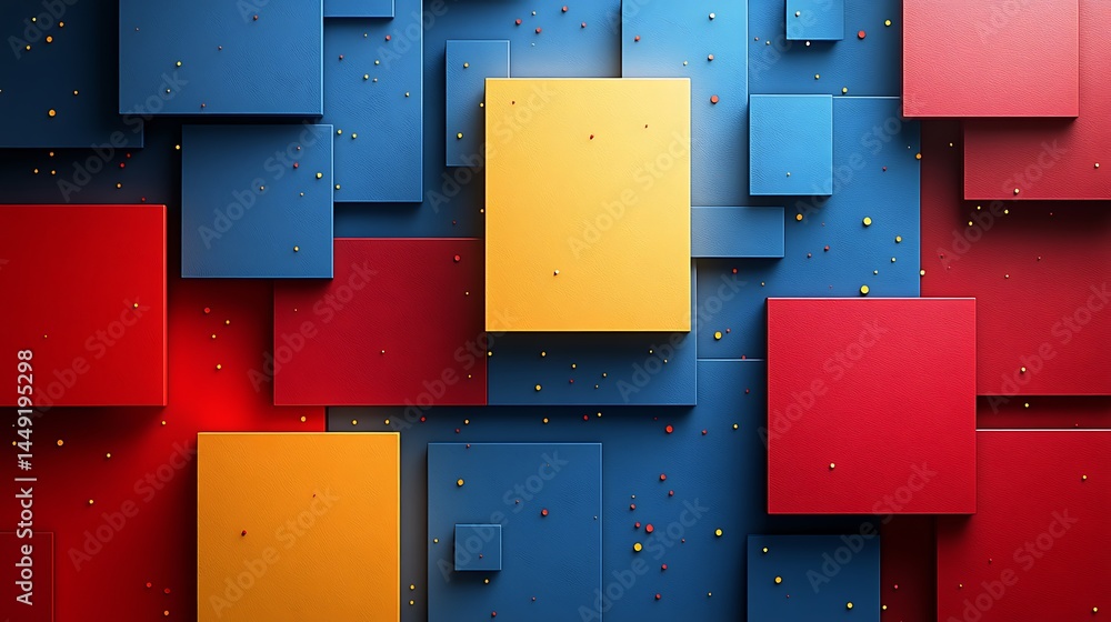 Poster abstract geometric composition color blocks scattered design