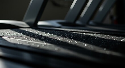 Treadmill Surface Close-up with Water Droplets for Fitness