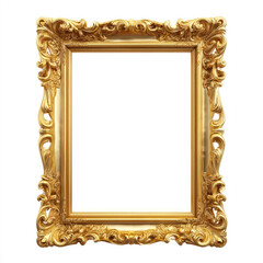 Gold ornate picture frame.  A decorative golden frame with elaborate carvings, perfect for displaying art