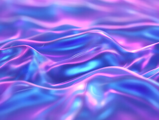 Obraz premium Dynamic waves of iridescent fabric abstract art colorful background fluid motion close-up textile design