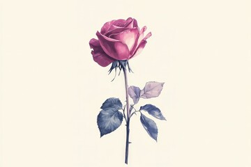 Fototapeta premium Delicate illustration of a single rose blossom.