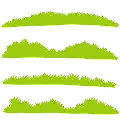Cartoon Grass Borders – Green Grass Strips Vector Set for Game or Landscape Design