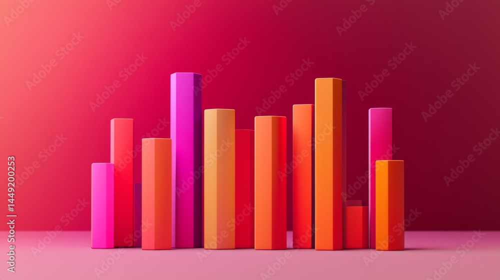 Poster a d bar graph with evenly spaced bars in complementary colors, against a neutral-toned background, p