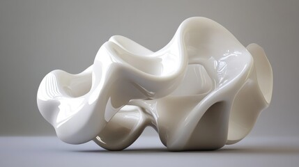 Abstract white sculpture with flowing organic forms