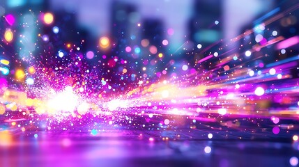 Fototapeta premium Vibrant Neon City Lights at Night