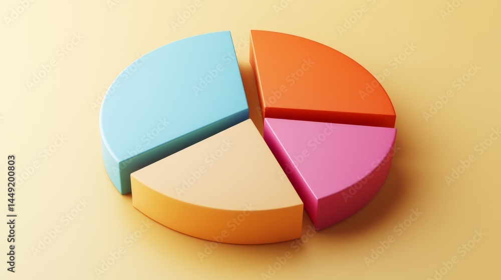 Aufkleber a geometric d pie chart with soft, curved edges on each part, arranged in warm, complementary colors