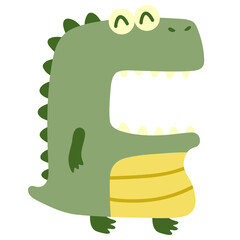 Cute Cartoon Dinosaur Monster with Big Smile – Vector Illustration