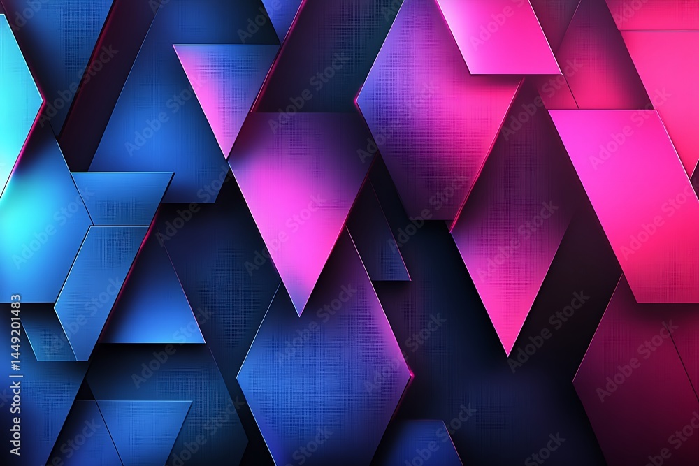 Poster dynamic geometric shapes in bold blue and pink create a modern backdrop