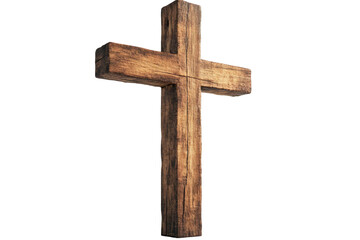Minimalist Wooden Cross Christian Symbol isolated on transparent PNG