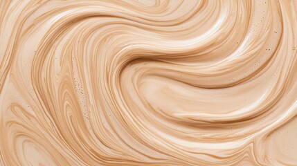 Swirling beige and brown liquid texture with smooth, marbled patterns and subtle bubbles.