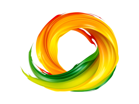 Abstract Swirling Paint Strokes in Vibrant Yellow and Green on a transparent background