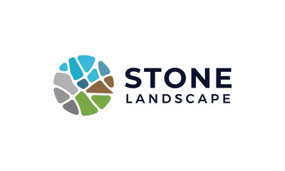 Stone landscape logo design. Abstract stone vector design graphic icon symbol