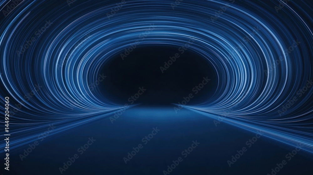 Aufkleber a tunnel illuminated by swirling blue light trails, creating a futuristic and dynamic visual effect.