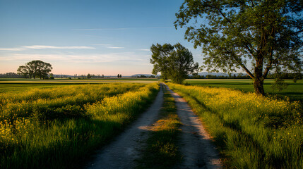 Fototapeta premium Rural path through golden field