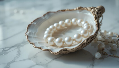 Kalung Mutiara dalam Cangkang Kerang Estetik
