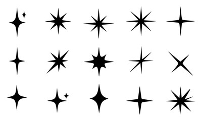 Black Star Icon Collection. Minimalist Vector Design
