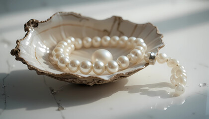 Kalung Mutiara dalam Cangkang Kerang Estetik
