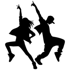Street Dance Man and Woman Silhouette.