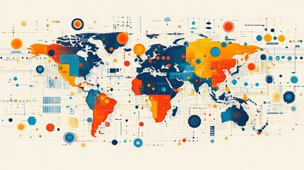 Abstract world map modern data visualization