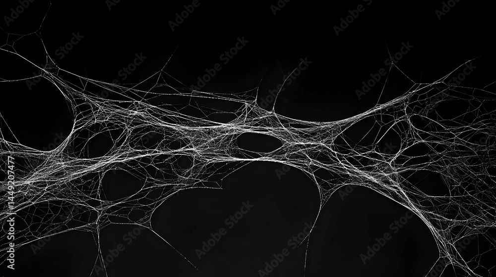 Aufkleber abstract network design with white dots and lines on black background