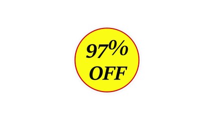 97 percent OFF Sale Discount Banner. Discount offer price tag. 97 percent discount promotion flat icon. Suitable for marketing promotions, sale announcements, retail advertisements.