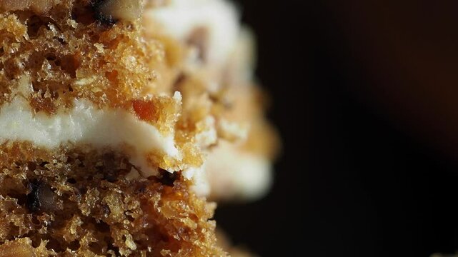 Enjoying a delicious slice of homemade carrot cake in a cozy kitchen