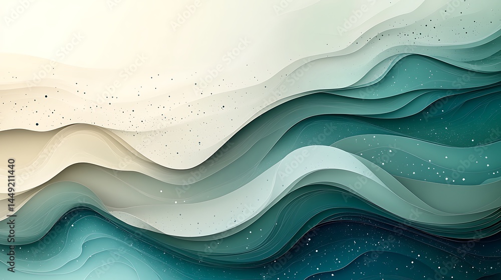 Poster abstract waves layered ocean depth gradient