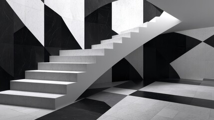 Indoor Architecture Featuring Grey and Yellow Steps ,fantasy World, Fantasy Landscape