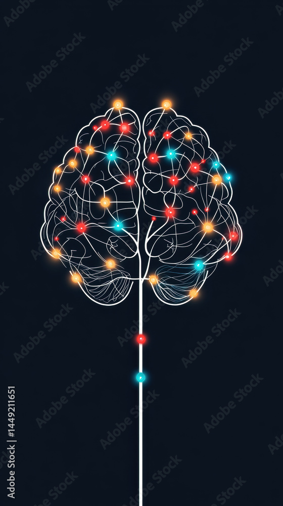 Poster exploring the brain's neural connections in ai a scientific visualization