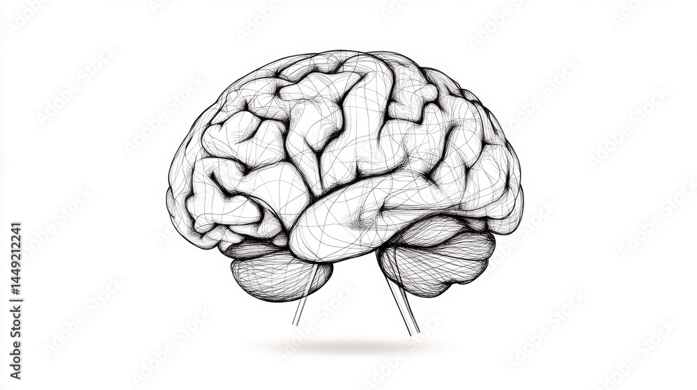 Poster visualizing thought wireframe brain concept digital space graphic design minimalist approach artisti