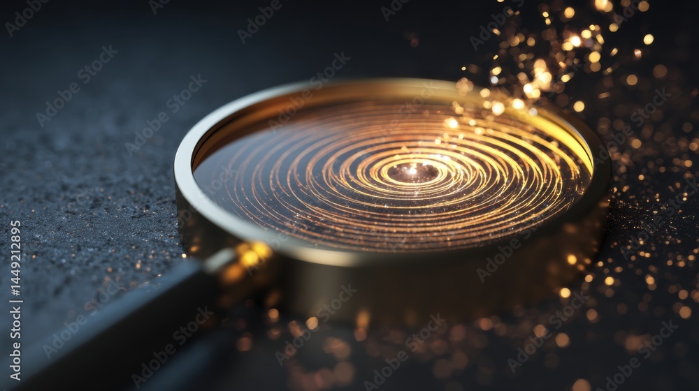 Aufkleber goal setting concept shimmering spiral patterns in liquid, illuminated by sparkling light reflection